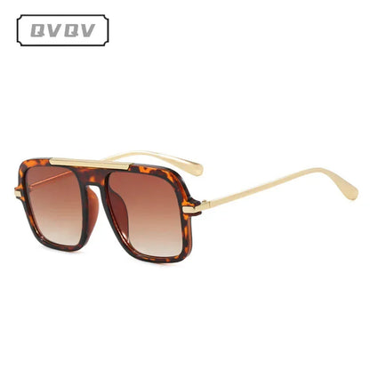 QVQV Brand Design Square Oversized Sunglasses for Women Men Fashion Popular Leopard Champagne Shades UV400 Sun Glasses Trendy