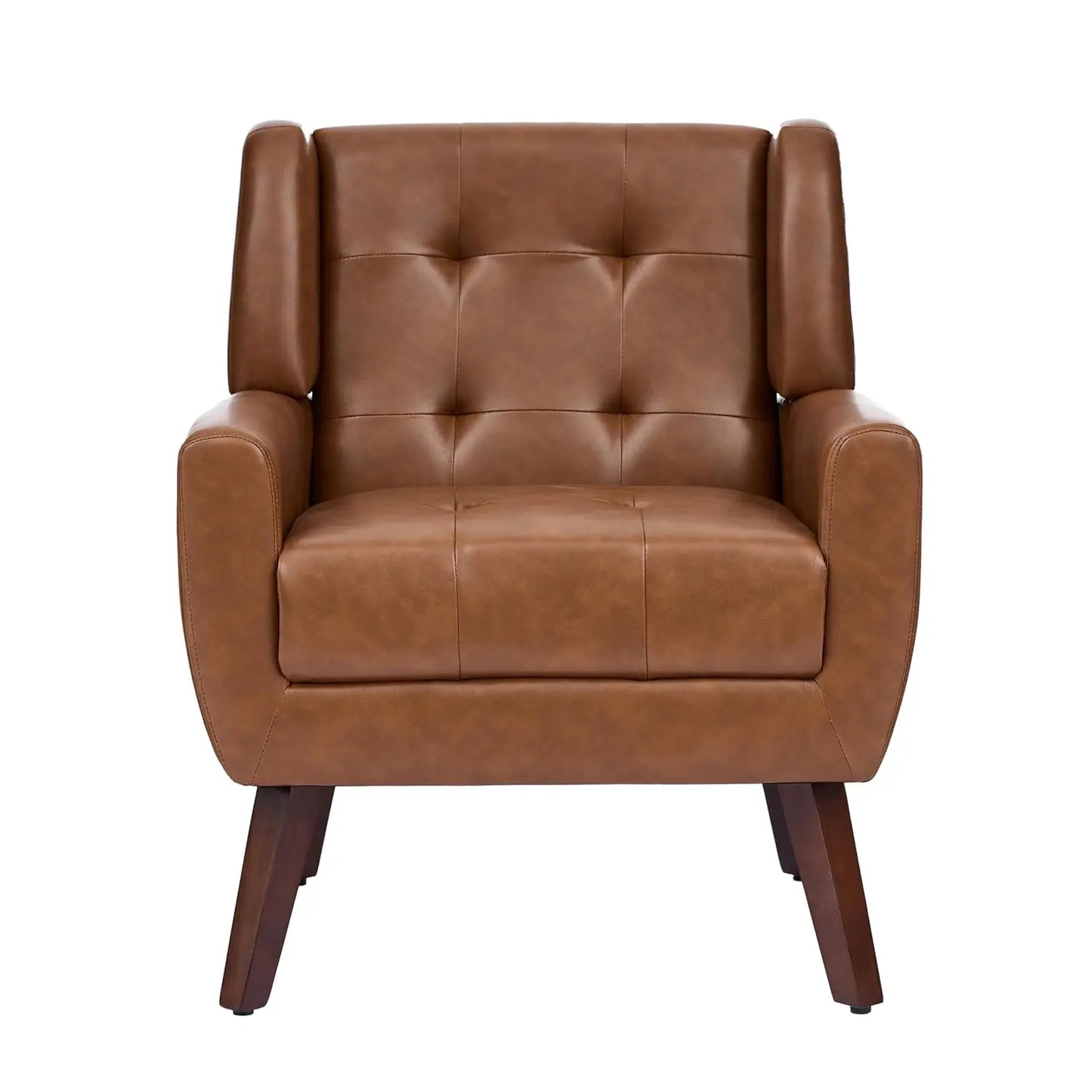 Faux Leather Accent Chair, Modern Upholstered Club Arm Chair for Living Room, Comfy Armchair Single Sofa Seat with, Customized