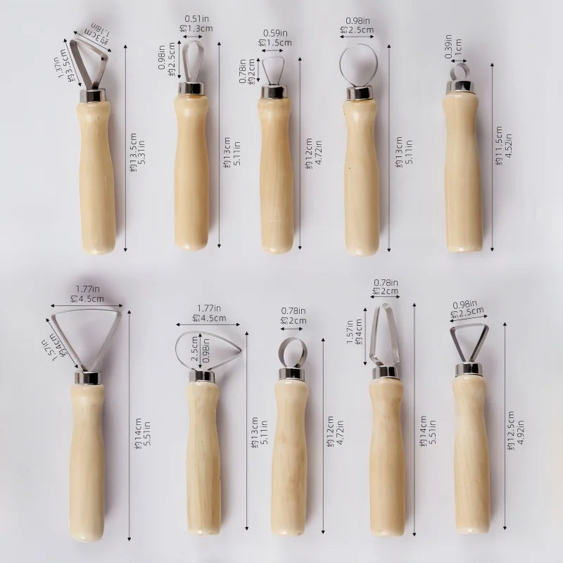 Pottery tools clay clay manual single-head repair round 10-piece stainless steel sharpening knife big head knife