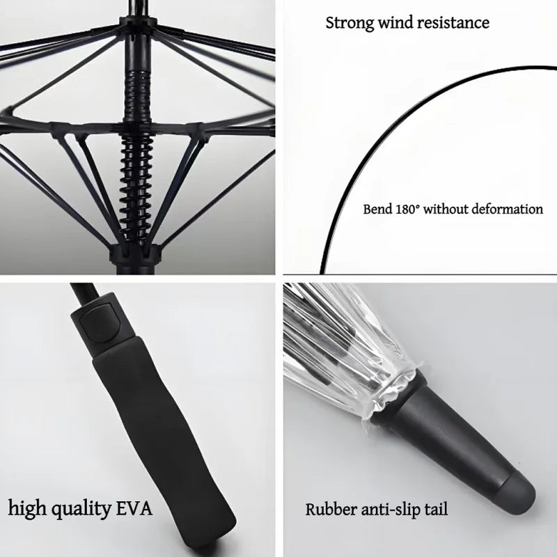 Eco-Friendly PVC Transparent Golf Umbrella,Wind-Resistant,Thick and Sturdy Long-Landled,Large-Sized Umbrella