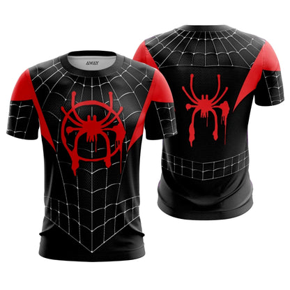 Parent‑child Spider Hero Graphic T‑Shirt,Red‑Blue 3D Printed Jersey,Polyester Short Sleeve Tops for Family Matching Outfits