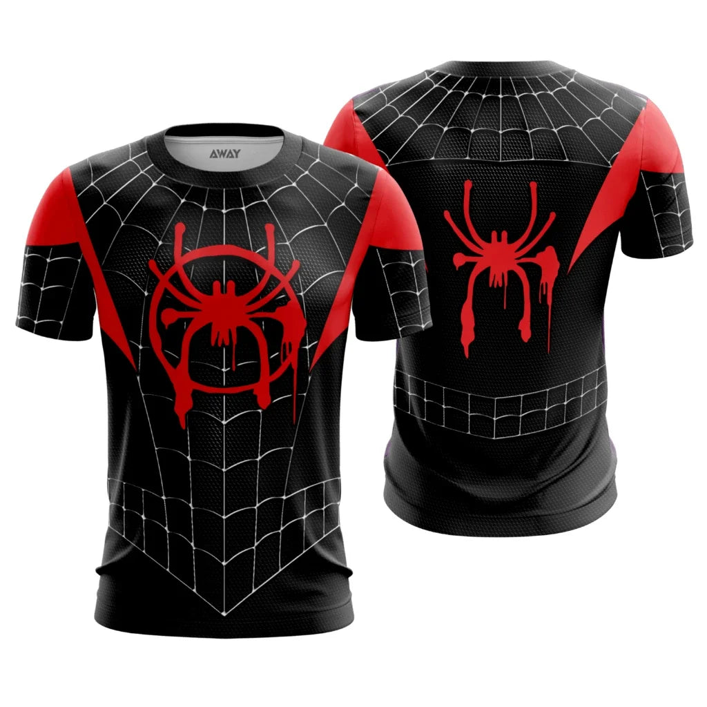Parent‑child Spider Hero Graphic T‑Shirt,Red‑Blue 3D Printed Jersey,Polyester Short Sleeve Tops for Family Matching Outfits