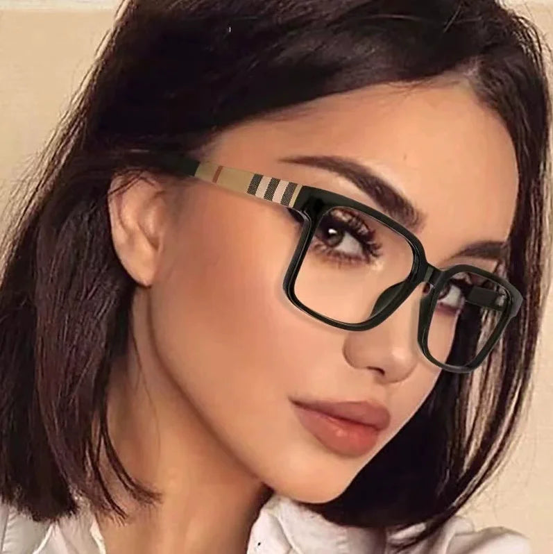 Brand Designer Retro Square Anti Blue Light Reading Glasses Women Men  Stripe Female Eyeglasses Computer Presbyopia Eyeglasse