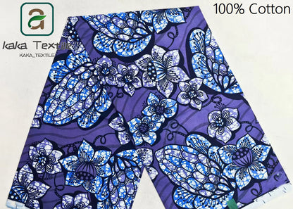 New Super Tissu Ankara Good Real Prints African Wax Fabric Soft Pagne Cotton Material Kente 6YARDS Stuff Blue Batik For Sew