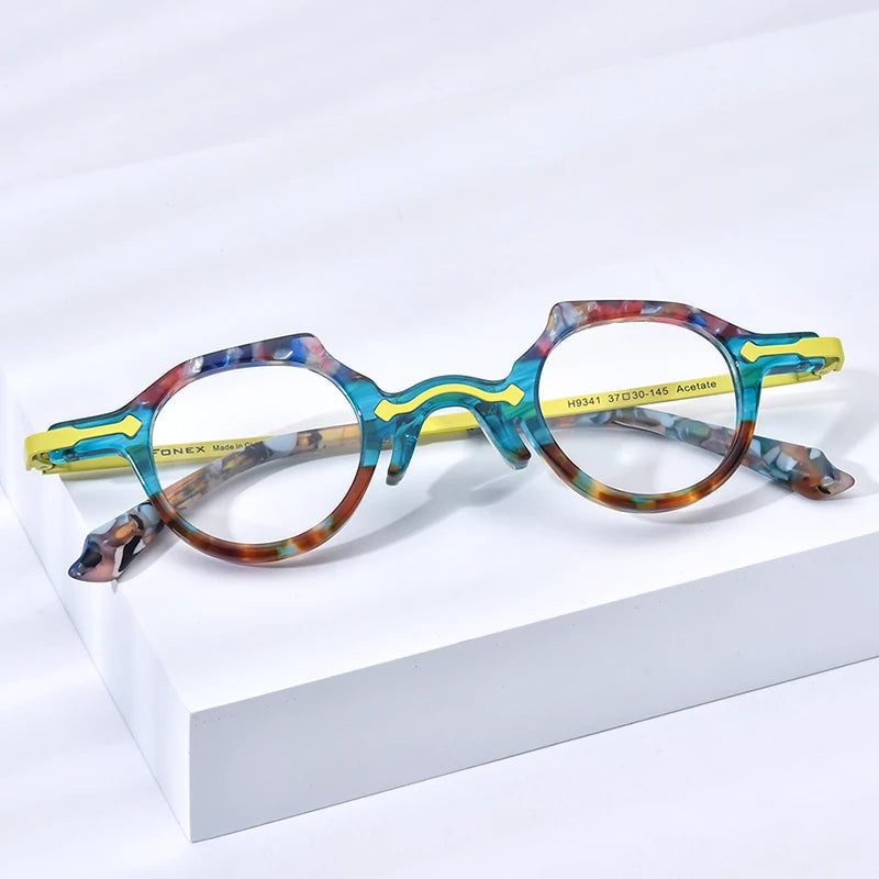 FONEX HEPIDEM Acetate Eyeglasses Frame Men 2025 New Small Round Brand Design Glasses Women Retro Vintage Eyewear Spectacles 9341