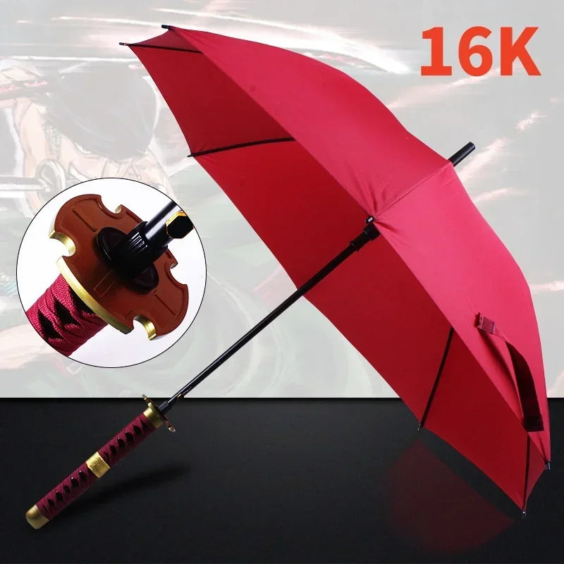 Anime Zoro Katana Umbrella Sword Long Hand Black Parasol Roronoa Zoro Knife Real Size Japanese Katana Sabre Umbrella Raincoa