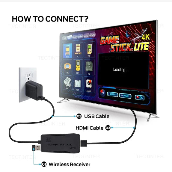 Upgraded M8 Video Game Console 64G 20000 Games Retro handheld Game Console Wireless Controller Lite 4K Game Stick For Xmas Gifts