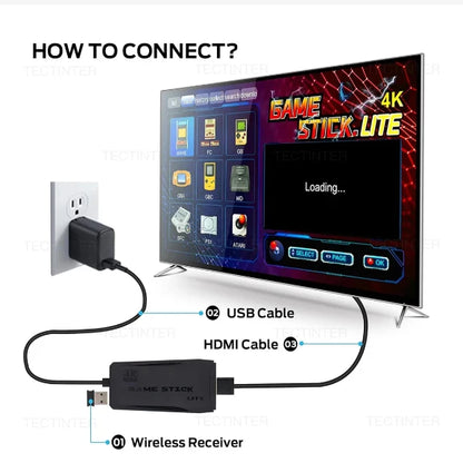 Upgraded M8 Video Game Console 64G 20000 Games Retro handheld Game Console Wireless Controller Lite 4K Game Stick For Xmas Gifts