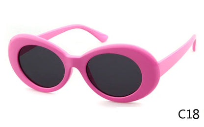 WHO CUTIE 2024 Goggles Oval Sunglasses Men Women Brand Designer 90S Colorful Retro Round Frame Kurt Cobain Shades Sun Glasses UV