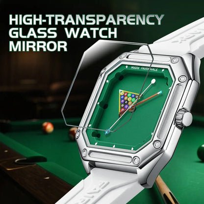 Mark Fairwhale 5047 Men Quartz Watch Square Case Luminous Billiards Dial Wristwatch Rubber Strap Watches for Men