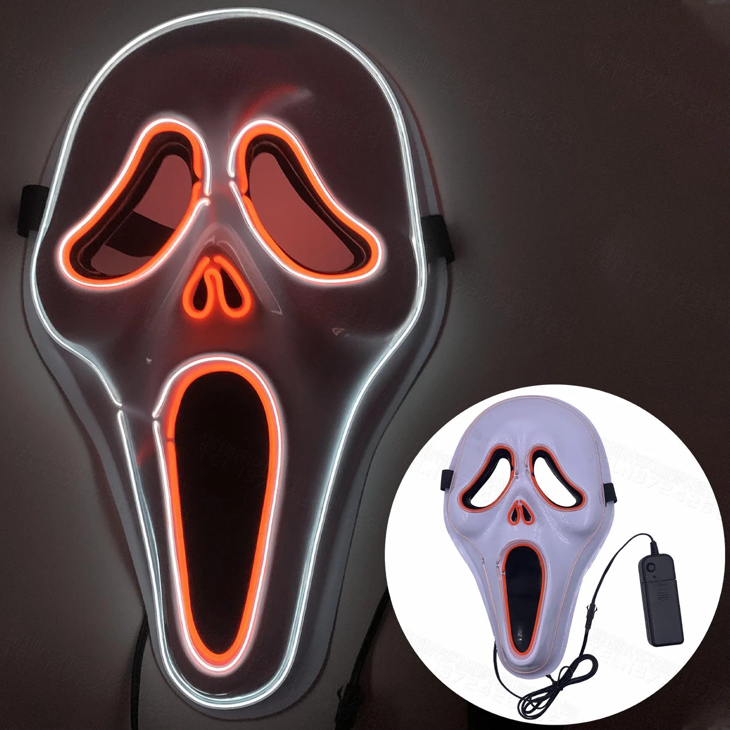 Halloween Mask Mixed Color Led Mask Party Masque Masquerade Masks Neon Maske Light Glow In The Dark Horror Mask Glowing Masker
