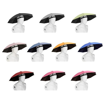 Foldable Head Umbrella Hat Windproof Fishing Head Wearing Sunshade Rain Gear Outdoor Portable Umbrella Camping Beach Head Hats