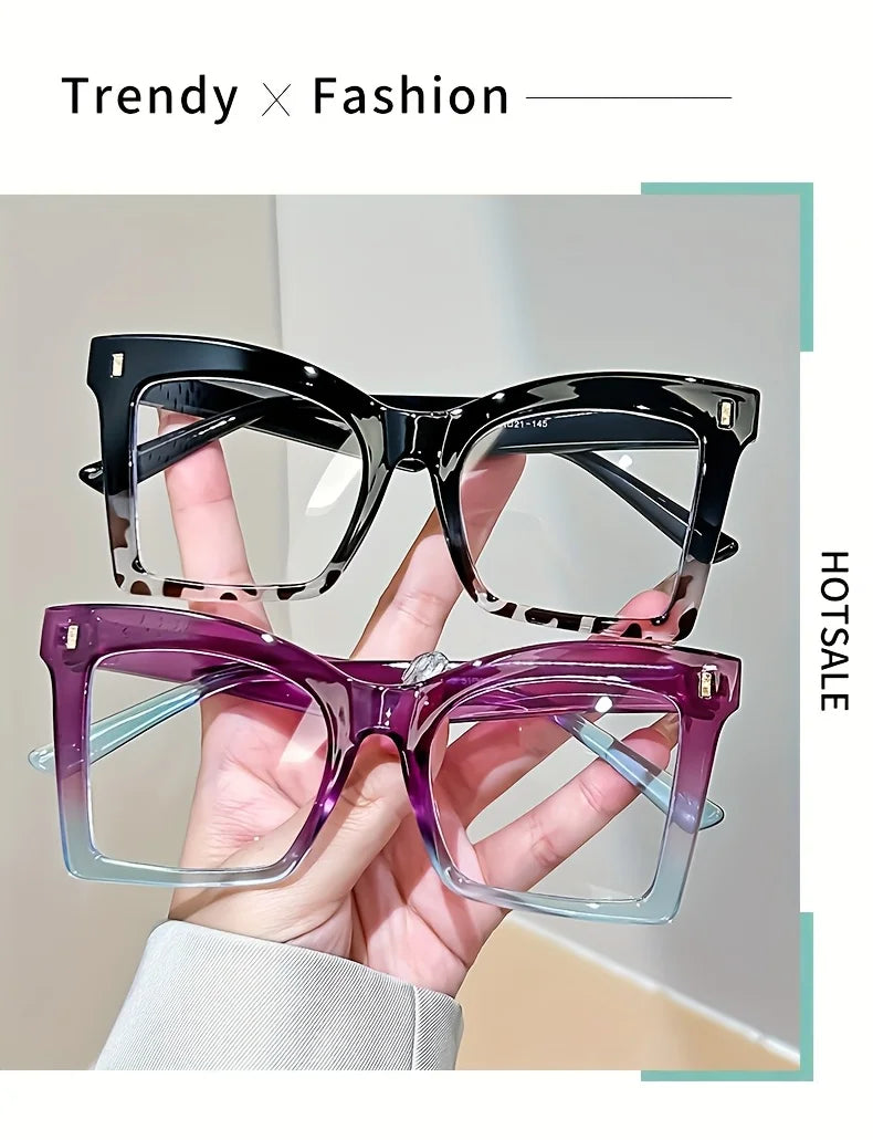 Elegant Full Rim Square Reading Glasses for Women, PC Frame, Clear Les, Magnification  1.0 to  4.0, Fashion Reading Glasses