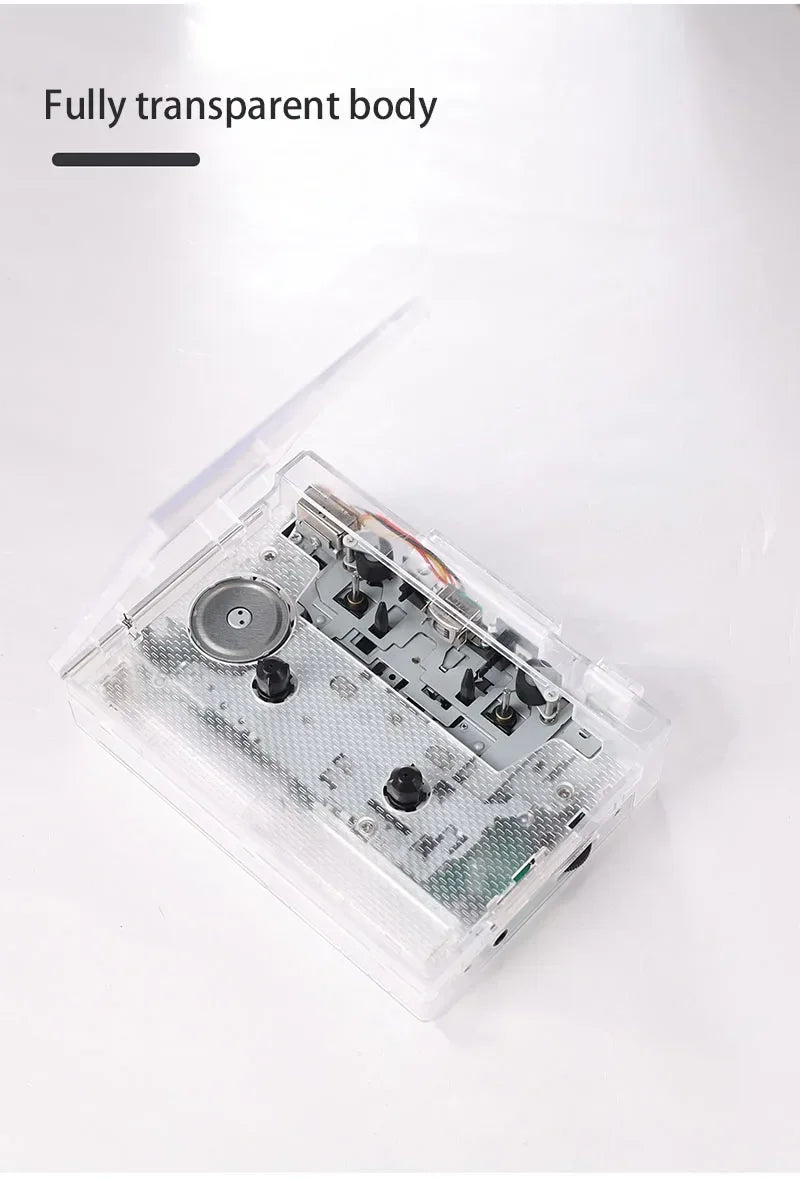 Transparent Tape Player Retro Stereo Cassette Player Walkman Nostalgia Cassette Tape Music Audio Auto Reverse With Bluetooth FM