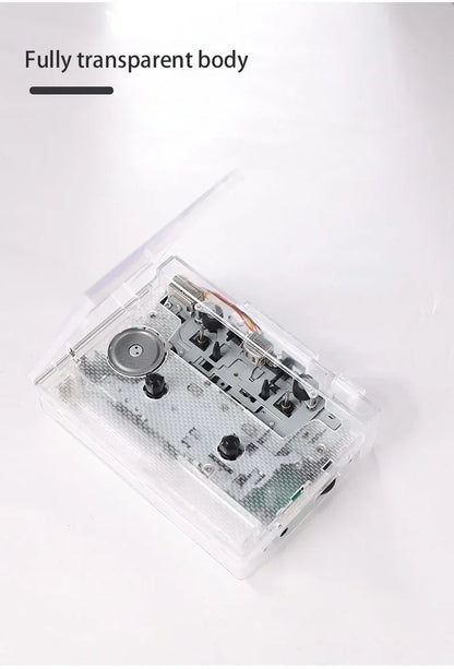Transparent Tape Player Retro Stereo Cassette Player Walkman Nostalgia Cassette Tape Music Audio Auto Reverse With Bluetooth FM