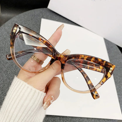 Fashion Cat Eye Shape Glasses High Quality Anti-blue Light Flat Eyeglasses Durable Ultra-light Computer Eyewear Transparent Lens