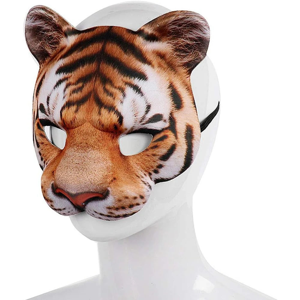 Animal Mask 3D Realistic Half Face Mask Halloween Carnival Masquerade Birthday Party Game Cosplay Costume Accessories Props