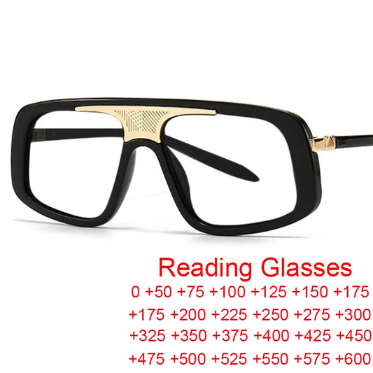 Vintage Brand Big Frame Pilot Reading Glasses Women Men Classic Black Oversized Prescription Eyeglasses Anti Blue Light Glasses