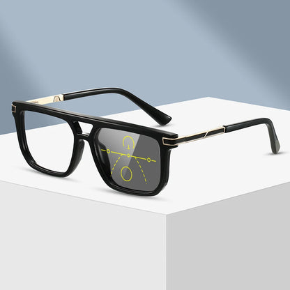 VICKI Mature Man's Double-barreled High-end TR Glasses - Customizable Prescription - Anti-blue Light Glasses Multifocal 84003