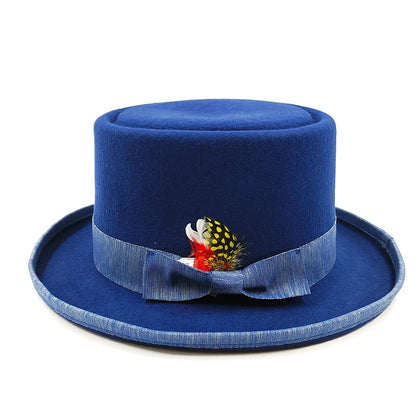 2023 Men Hat 100% Wool Fedora Hat Unisex Top Show Gentleman Bowler Hat Black Red Magic Hat Presidential Hat Feather Accessories