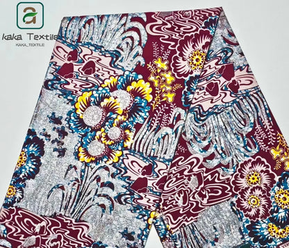 Soft Golden Glitter Grand Wax Fabric Cotton Ankara Golden Wax Flash Gold Print Batik Super Quality African Wax Fabric 6yards