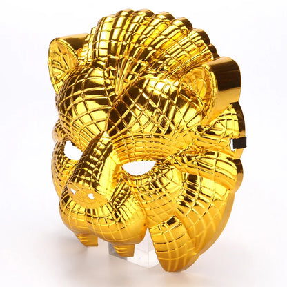 Halloween Lion Mask Leopard Electroplated Gold Waiter Mask Popular Korean Movie Theme Dress Up Game Helmet Surface