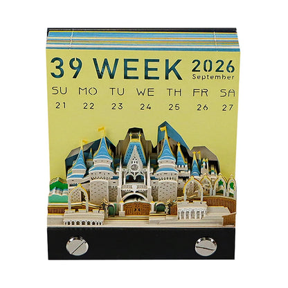Time Piece Calendar 2026 Desk Calendar With LED Light 3D Tear-away Calendar Paper Carving Art Memo Pad Notepad Gift Christmas