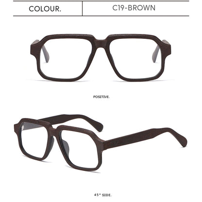 TAG Hezekiah Natural Wood Glasses Frame Men Oversized Wooden Myopia Prescription Optical Glasses Spectacle with Clear Lens 8188