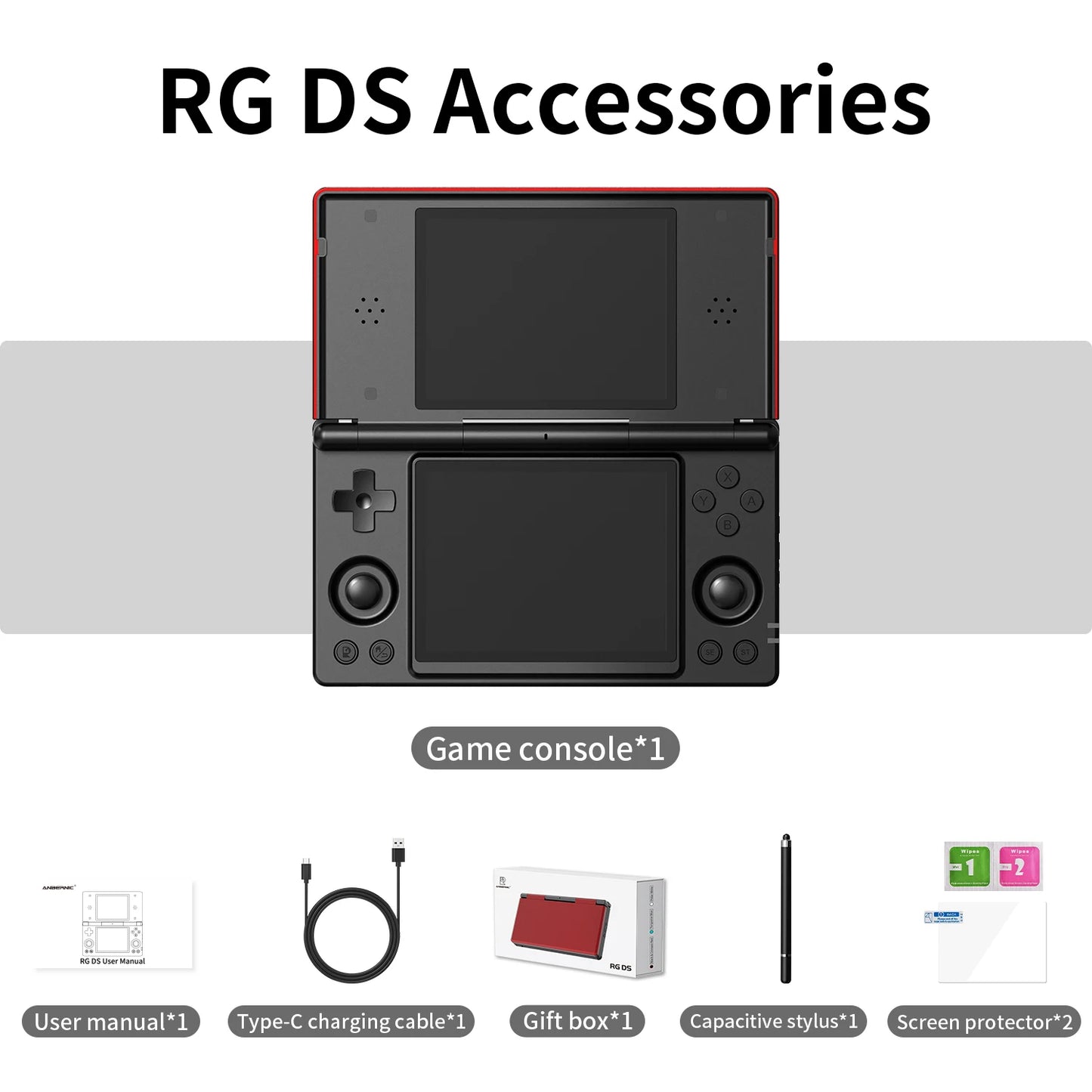 Anbernic RG DS Dual 4.0” IPS Screen Video Game Console Android 14 Support Dual Application On Split Screens & Hall Switch Chip