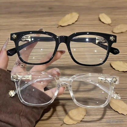 2pcs European and American retro men's and women's Y2K fashionable anti blue light versatile glasses multi-color combination is