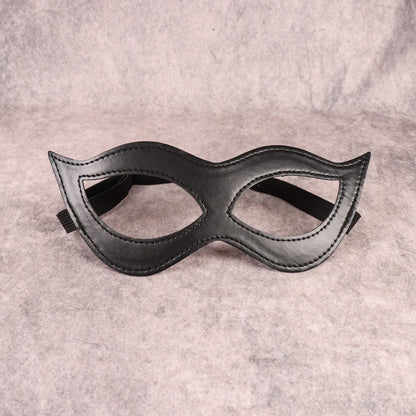 1pc Half Face Cat Eye Costume Mask Woman Black Leather Cat Mask Masquerade Mask For Halloween Party Cosplay
