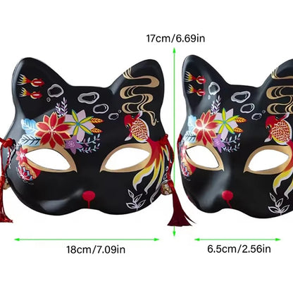 HUA HUA Cosplay Mask Handmade Half Face Mask Japanese Cat Mask Japanese-Style For Stage Performances Anime Cosplay
