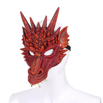 Halloween Horror Dragon Mask Mardi Gras Carnival Party PU Foam 3D Dragon Mask Masquerade Cosplay Props Clothing Accessories
