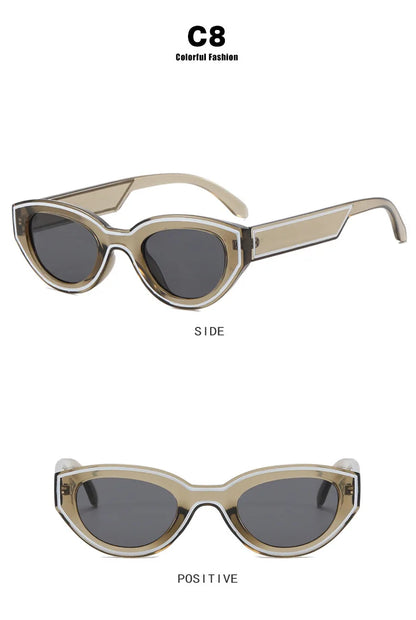 QVQV Luxury Brands Cat Eye Sunglasses Woman 2026 New Vintage Polygon Sun Glasses Man Travel Beach Eyewear Trendy Shades Female