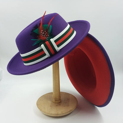 men hats feather men fedoras lady woolen felt church hat unisex  bowknot  jazz hat for men and women