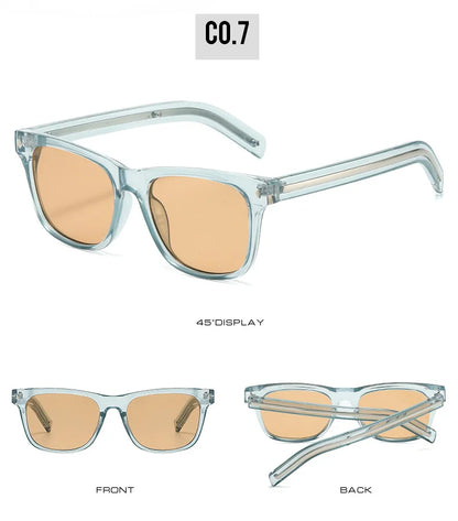 QVQV Fashion Leopard Blue Square Sunglasses Women Men Metal Stripes Brand Design Sun Glasses Men Outdoor Selfie Sunscreen Shades