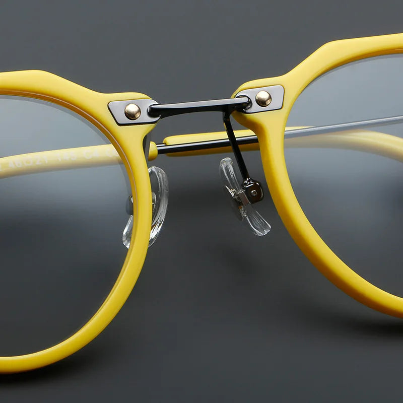 57028 Vintage Acetate Optical Spectacle Frames Women Fashion Round Metal Eyeglass Frame Men Trend Transparent Eyewear