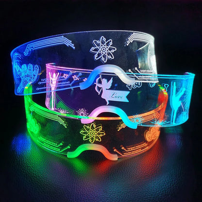 Christmas party glasses LED Light up cyberpunk Glasses glowing cool Goggles for man women Futuristic cosplay bar party props