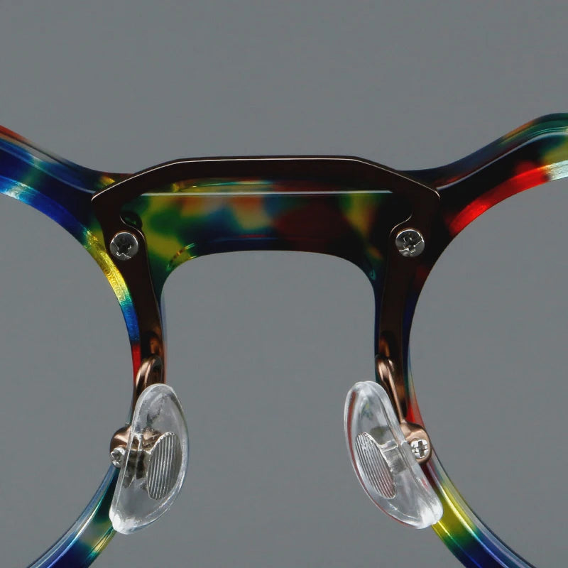 KSVEREN Vintage Acetate Frame Reading Glasses Men Women Fashion Round Rivet Optical Glasses Transparent Prescription Spectacles