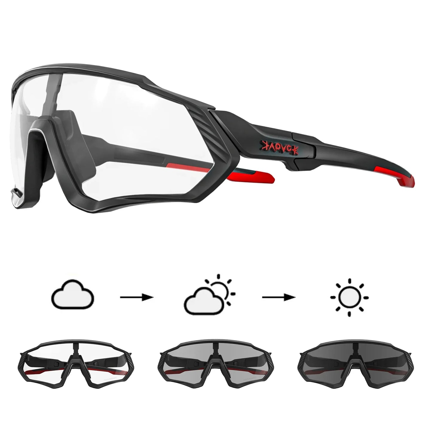 Kapvoe New Outdoor Photochromic Cycling Sunglasses Men Women Road Mountain Bike Bicycle Cycling Glasses Sport Running Eyewear
