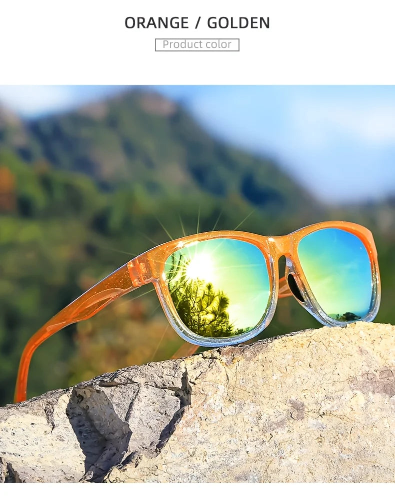New style Unisex Polarized Square Fashion Sunglasses - Lightweight Purple Glitter Frame, TAC Lenses for Outdoor Sports & Fashion