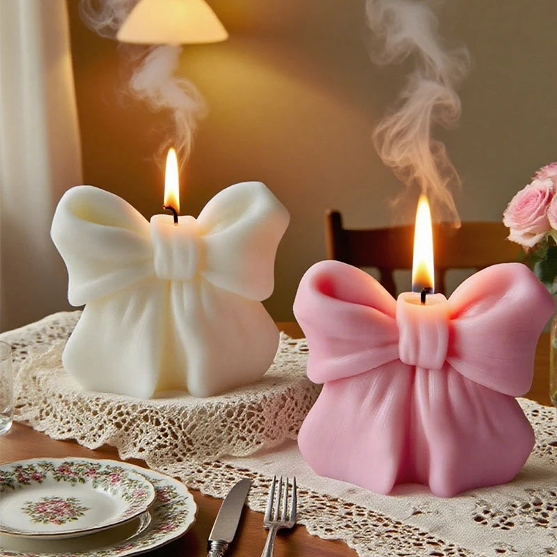 3D Bowknot Three-Dimensional Aroma Candle DIY Bow Aromatherapy Scented Candles Wedding Valentine's Day Gift Home Desktop Decor
