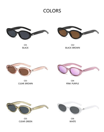 Y2K Style Oval Sunglasses Women Men Steampunk Sports Rice Nail Design Sun Glasses Fashion Eyewear Vintage Shades Eyeglasses