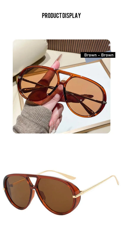 QVQV New Oversized Pilot Sunglasses Women Fashion Luxury Brand Leopard Blue Sunglasses Men Retro Outdoor Driving UV400 Shades
