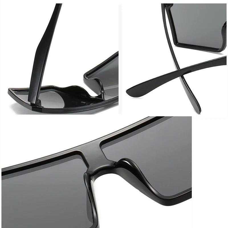 Oversized Square Sunglasses Women 2024 Luxury Brand Fashion Flat Top Red Black Clear Lens Men Fishing Shade Mirror UV400