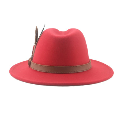 Hat Fedoras Winter Women Hats Men Felt Hat Feather Luxury Fashion Casual Wedding Decorate Men Women Fedora Chapeau Femme Bonnet