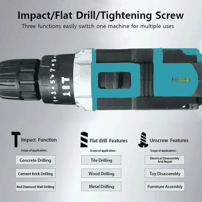 Multifunctional 21V rechargeable impact drill lithium battery cross-border flashlight gun drill electric screwdriver electric dr