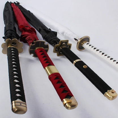 Anime Zoro Katana Umbrella Sword Long Hand Black Parasol Roronoa Zoro Knife Real Size Japanese Katana Sabre Umbrella Raincoa