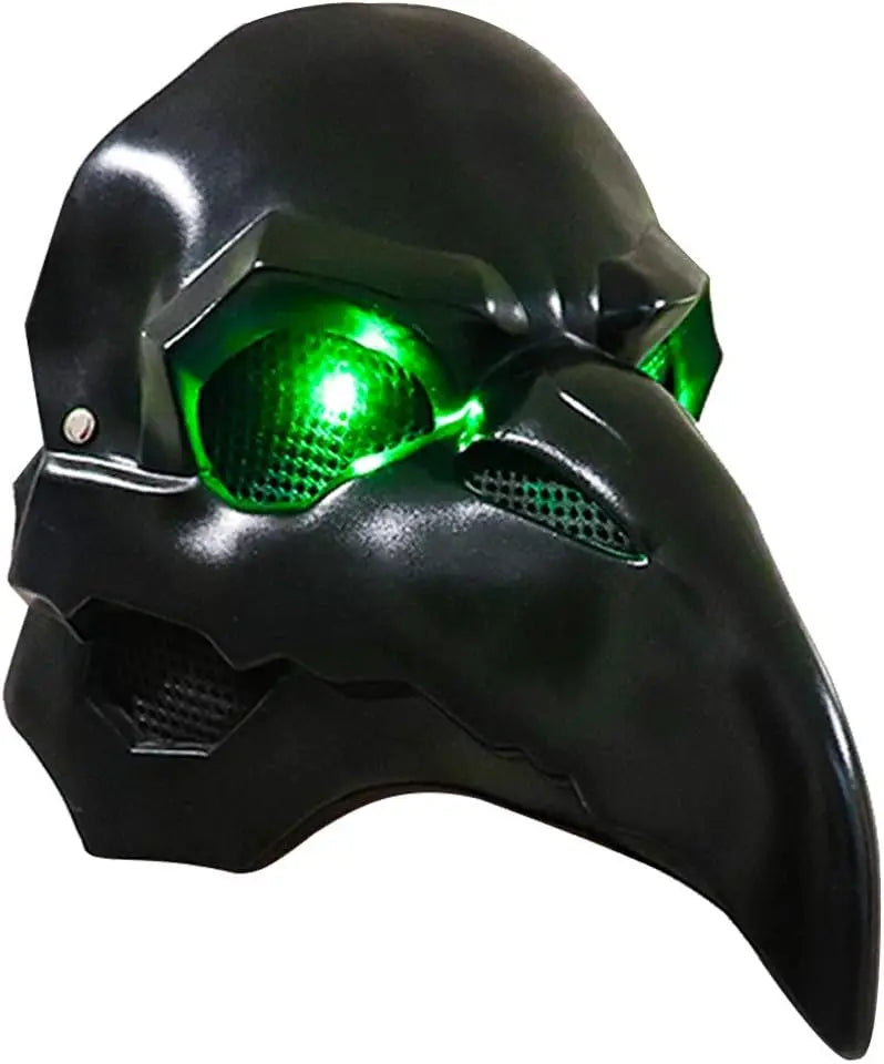 Punk Crow Mask Costume Reaper Nevermore Black Skin for Overwatch Plague Doctor Cosplay Masks Birds Long Nose LED Eyes Retro Rock