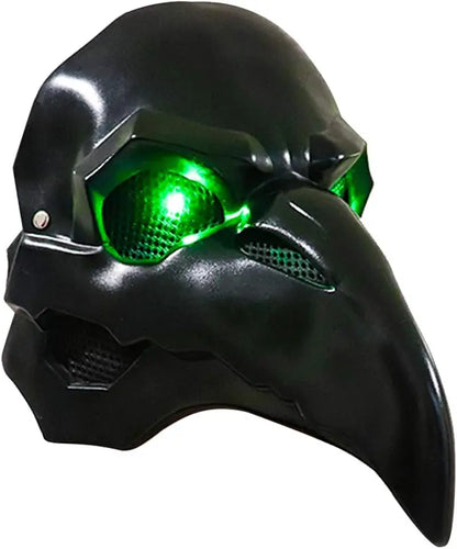 Punk Crow Mask Costume Reaper Nevermore Black Skin for Overwatch Plague Doctor Cosplay Masks Birds Long Nose LED Eyes Retro Rock